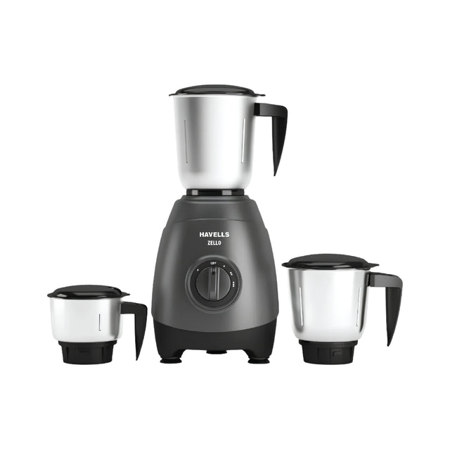 Havells Zello GHFMGEKE075 750W Powerful Motor 3 Jar Mixer Grinder – Grey_Front View