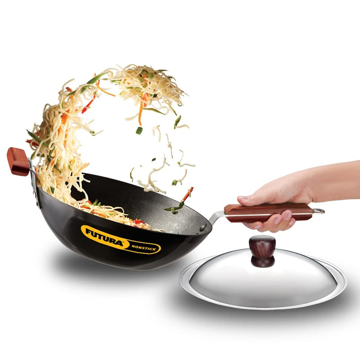 Hawkins Futura Non-Stick Wok With SS Lid 3L - Black