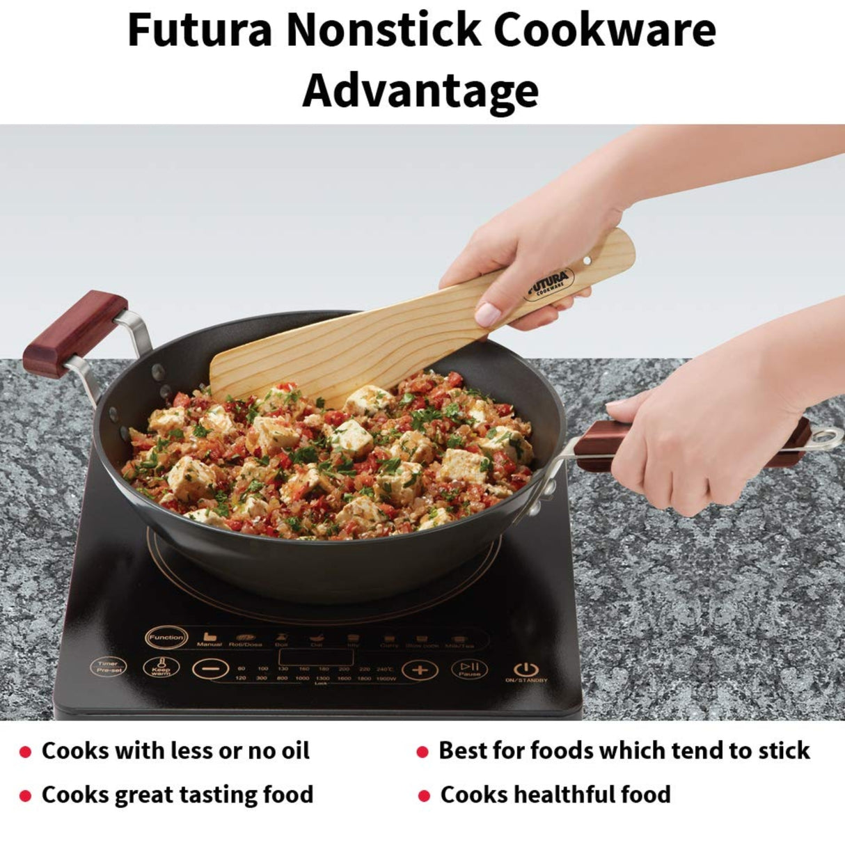 Hawkins Futura Non-Stick Wok With SS Lid 3L - Black