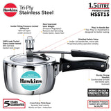 Hawkins Tri-Ply SS Pressure Cooker 1.5L