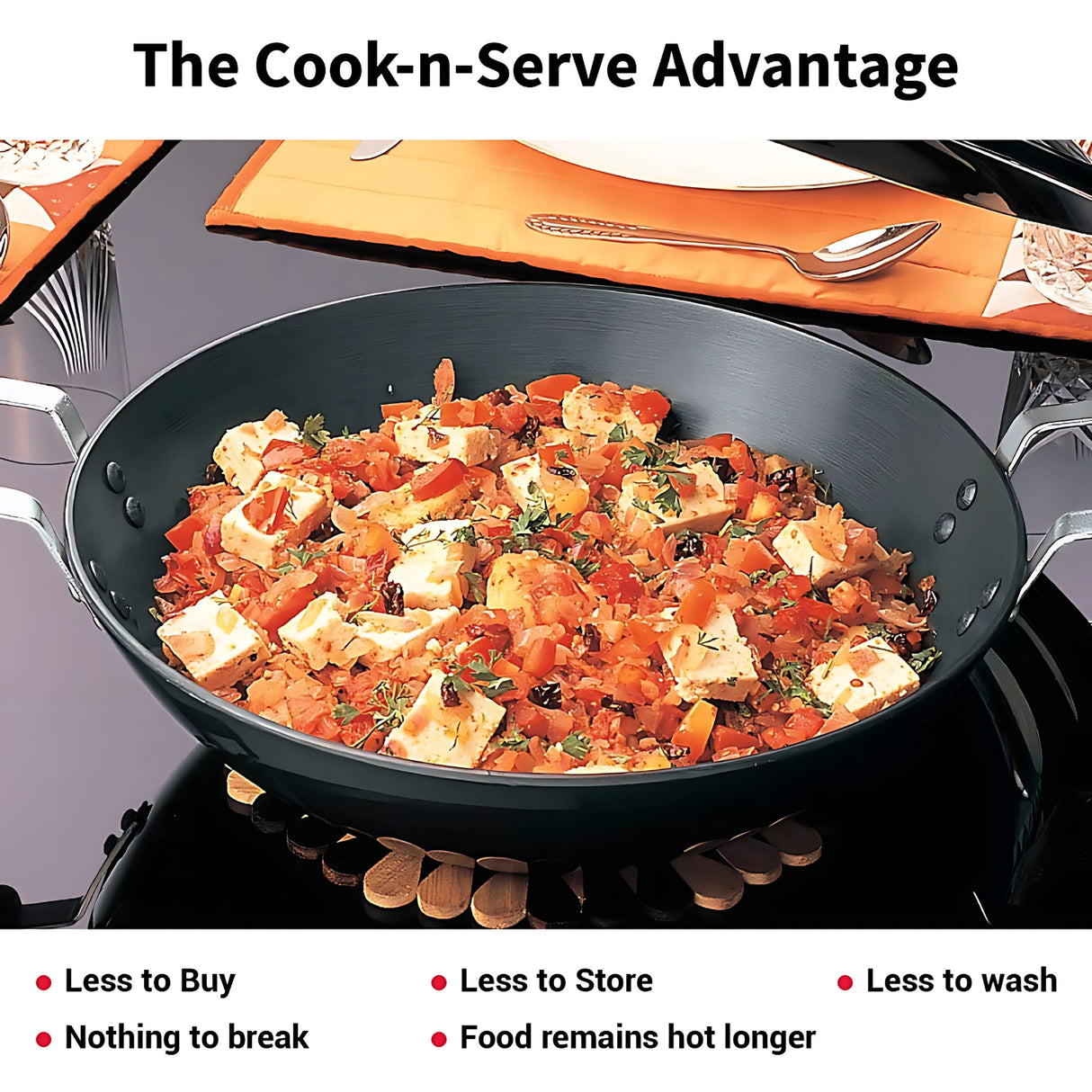 Hawkins Futura Deep Fry Pan with SS Lid 36cm - Black