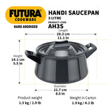 Hawkins Futura HA Nonstick Cookware with Lid 3 L - Black