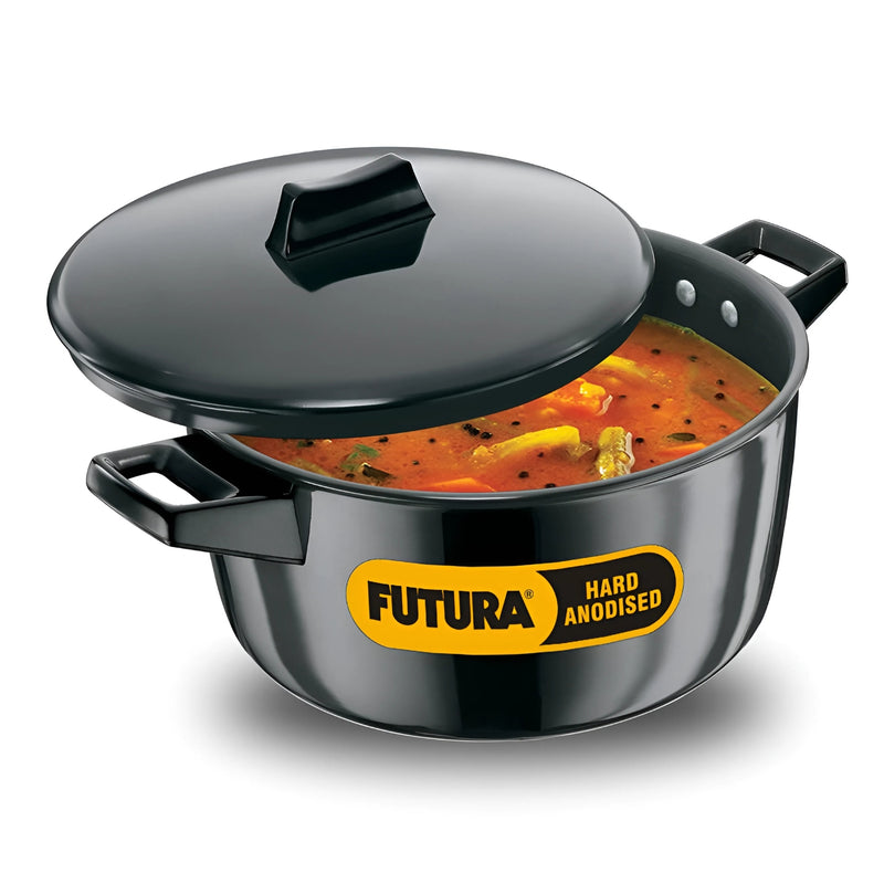 Hawkins Futura Hard Anodised Cook-n-Serve Bowl with Hard Anodised Lid 4 L – Black