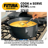 Hawkins Futura Hard Anodised Cook-n-Serve Bowl with Hard Anodised Lid 4 L – Black