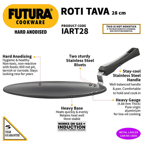 Hawkins Futura Hard Anodised Induction Roti Tawa 28cm - Black