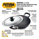Hawkins Futura Kadai with SS Lid 1.5 L - Black