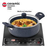 Hawkins Induction Compatible Ceramic NS Cook n Serve Handi with Glass Lid 3 L – Grey