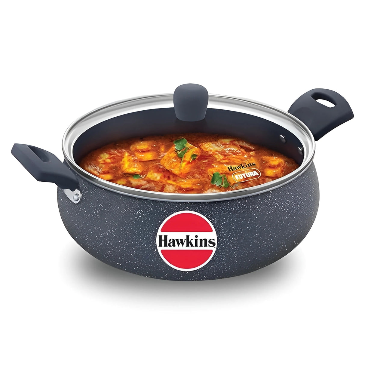 Hawkins Induction Compatible Ceramic NS Cook n Serve Handi with Glass Lid 5 L – Grey