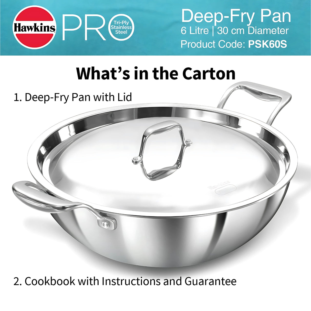 Hawkins Pro Tri-Ply Deep Fry Pan with SS Lid 6 L