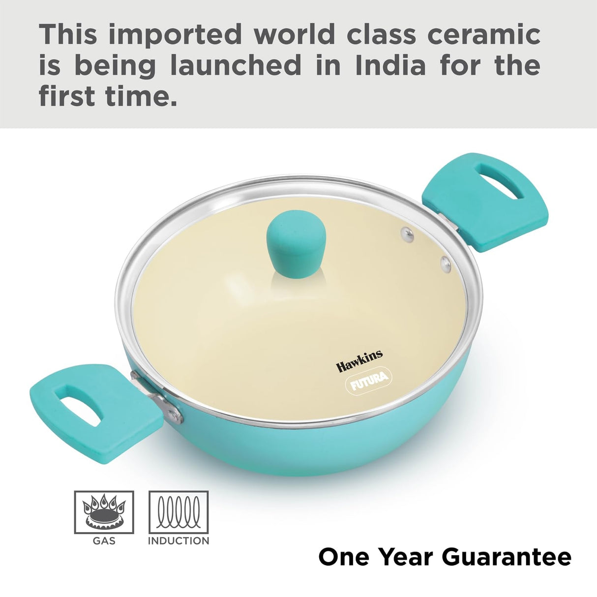 Hawkins Aqua Casserole Base Cookware 2L - Light Ivory