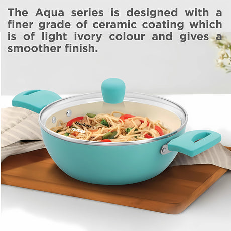 Hawkins Aqua Casserole Base Cookware with Glass Lid (IUC20G) 2 L \ 20 cm - Light Ivory_2