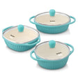 Hawkins Aqua Ceramic C n S Baby Casserole with Glass Lid 3 Piece Gift Set (UBCGP) 1.25 L - Crystal Blue_1