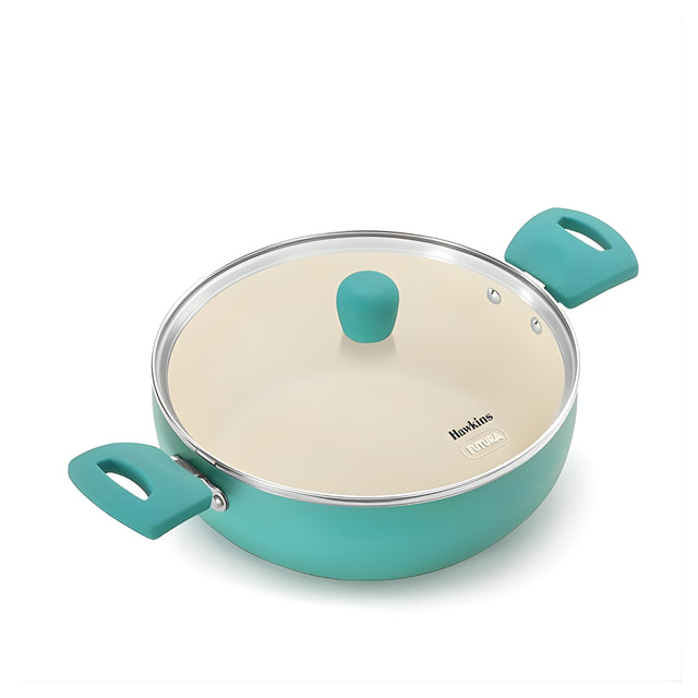 Hawkins Aqua Die Cast Cook n Serve Casserole with Glass Lid (IUC30G) 3 L \ 26 cm - Aqua Blue_1