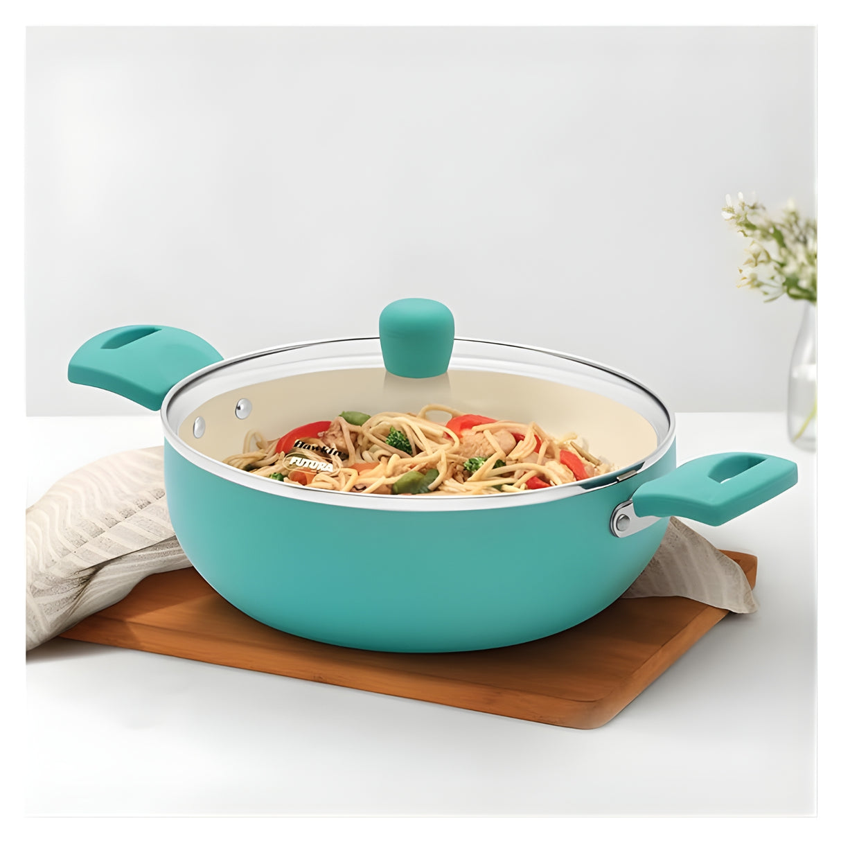 Hawkins Aqua Die Cast Cook n Serve Casserole with Glass Lid (IUC30G) 3 L \ 26 cm - Aqua Blue_2