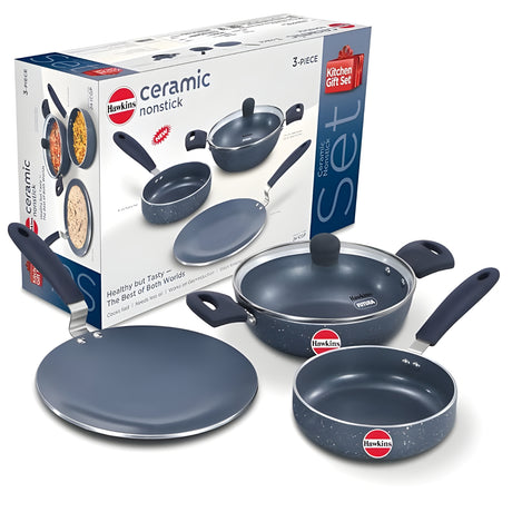 Hawkins Ceramic Non Stick Kitchen (24ICGP) Gift Set 3 Piece - Grey_1