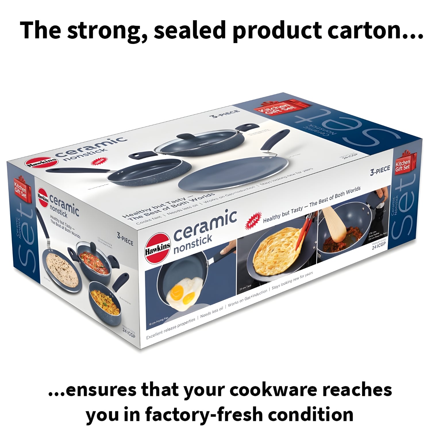 Hawkins Ceramic Non Stick Kitchen (24ICGP) Gift Set 3 Piece - Grey_10