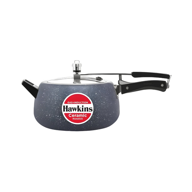 Hawkins Ceramic Nonstick Pressure Cooker (ICC50) 5 L - Grey_Front View