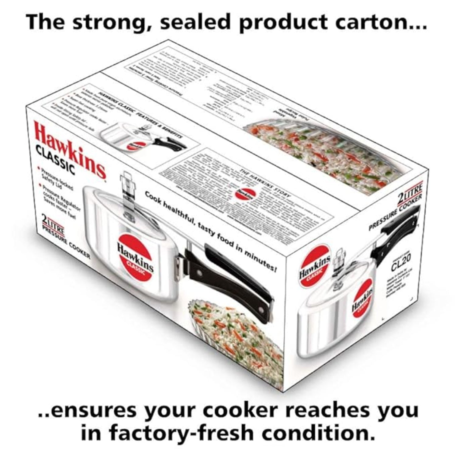 Hawkins Classic Aluminium Pressure Cooker (CL20) 2 L_4