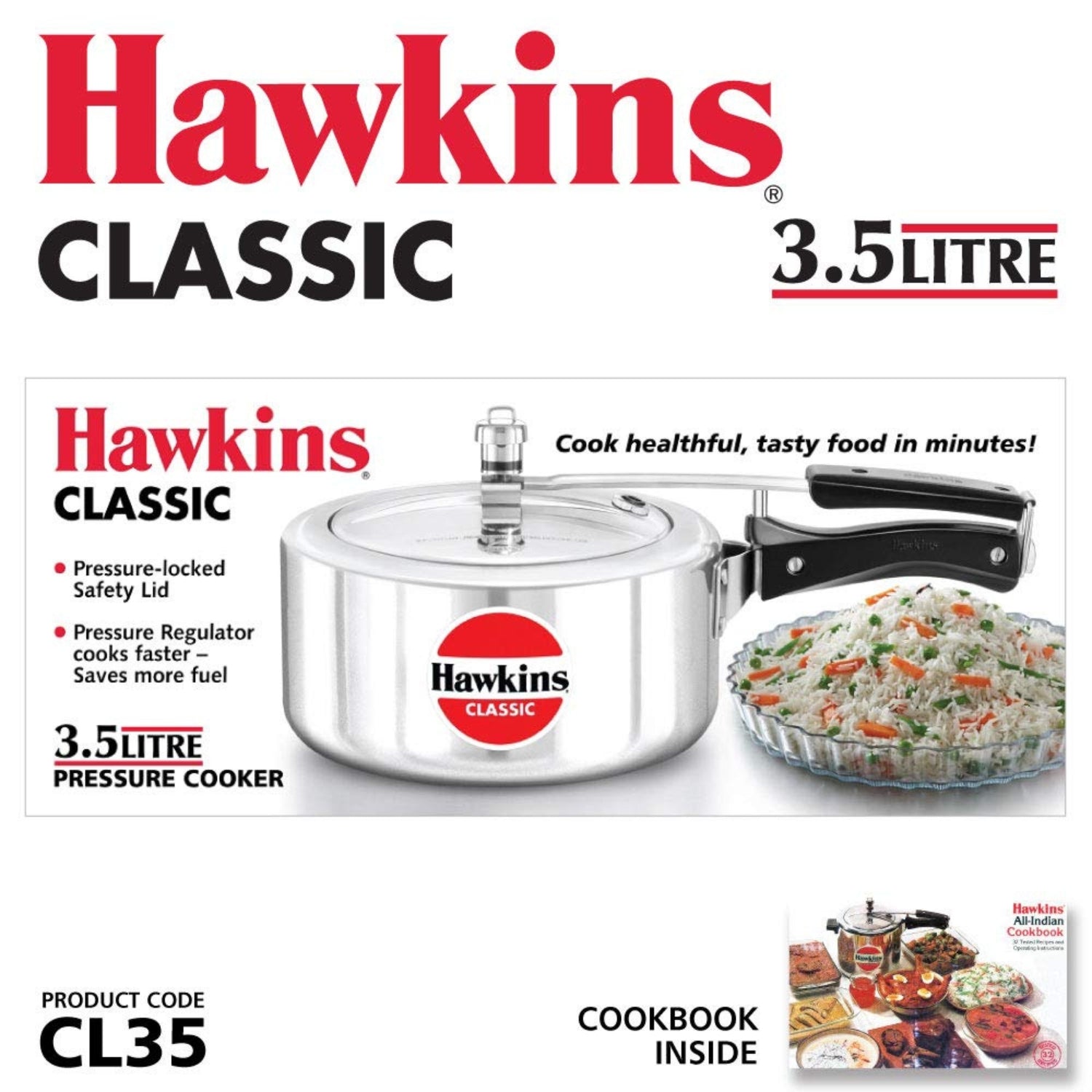 Hawkins Classic Aluminium Pressure Cooker (CL35) 3.5 L_2