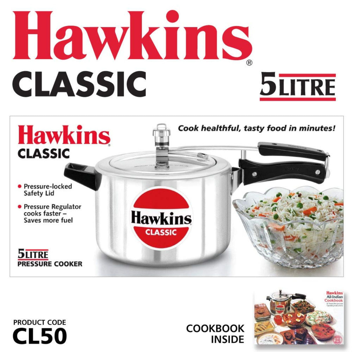 Hawkins Classic Aluminium Pressure Cooker (CL50) 5 L_2