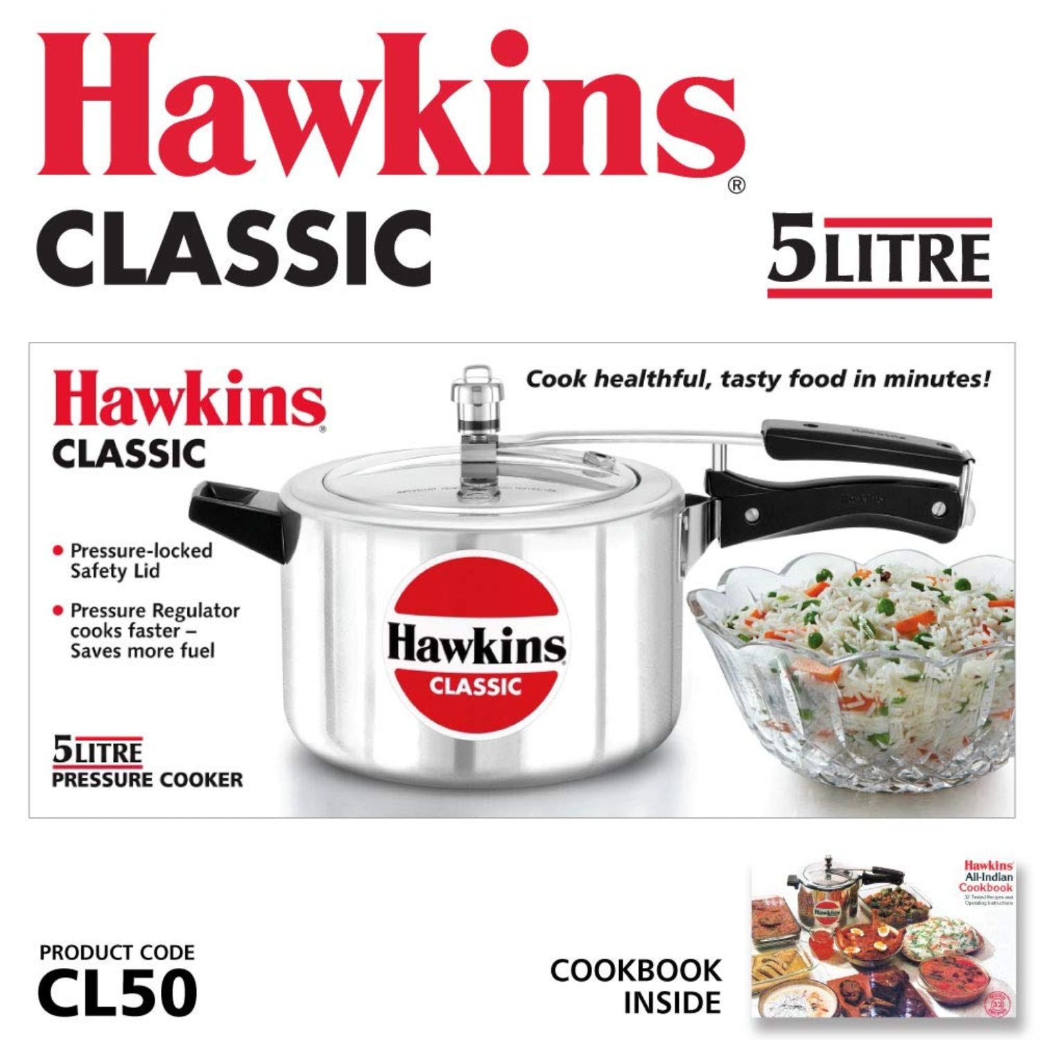 Hawkins Classic Aluminium Pressure Cooker (CL50) 5 L_2