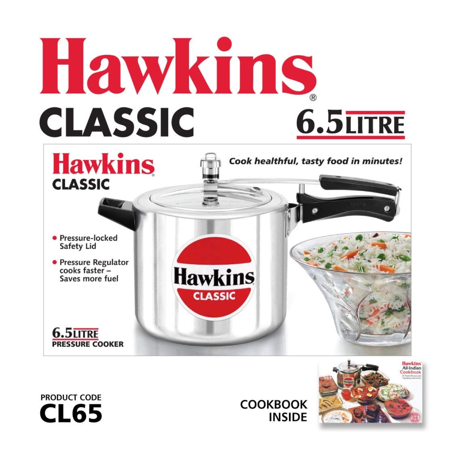 Hawkins Classic Aluminium Pressure Cooker (CL65) 6.5 L_2