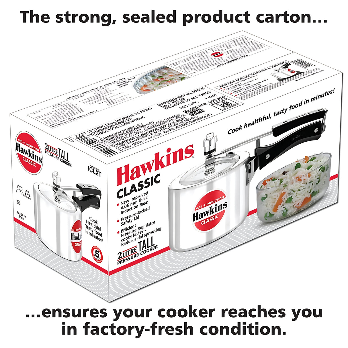 Hawkins Classic Tall Aluminium Pressure Cooker (ICL2T) 2 L_6