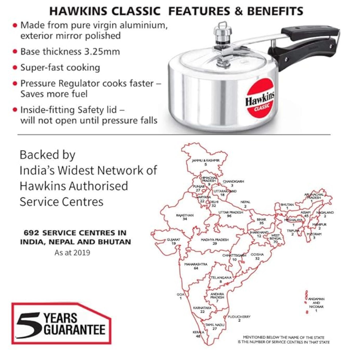 Hawkins Classic Wide Body Aluminium Pressure Cooker (CL3W) 3 L_3
