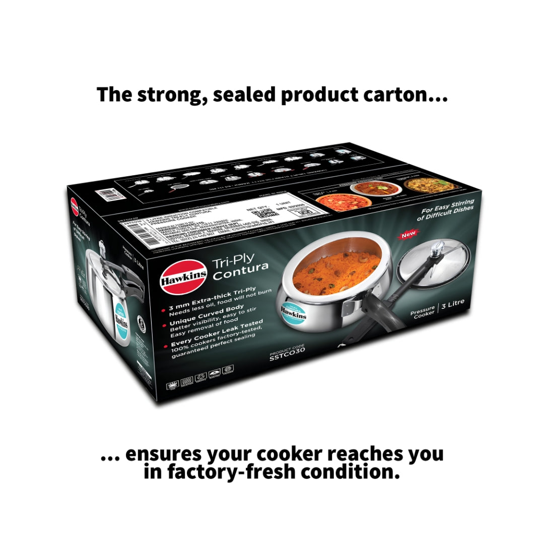 Hawkins Contura Triply Stainless Steel Pressure Cooker (SSTCO30) 3 L_Box Image