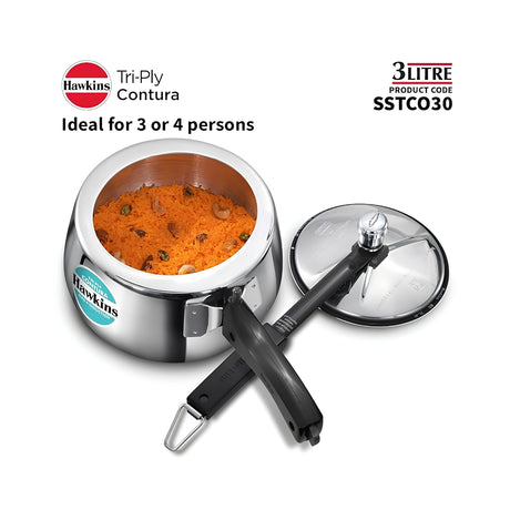 Hawkins Contura Triply Stainless Steel Pressure Cooker (SSTCO30) 3 L_Features1