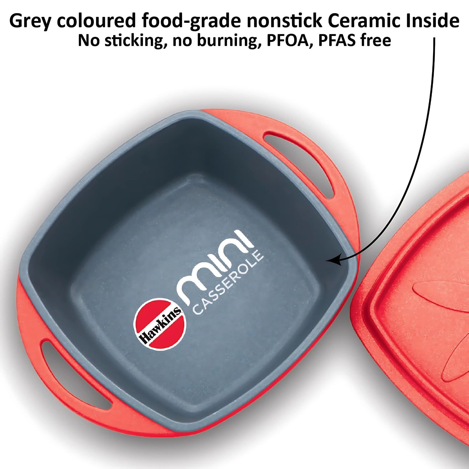 Hawkins Die Cast Mini Casserole Square Serious Gift Set with Lid (23DGP) 3 Pcs 0.75 L - Yellow Grey Red_5