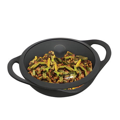 Hawkins Futura Cast Iron Frying Pan with Glass Lid (CIF24G) 24 cm \ 1.8 L - Black_1