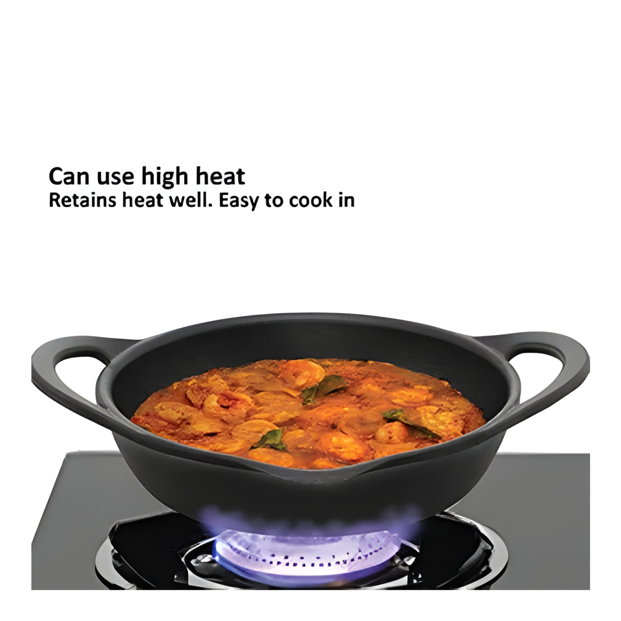 Hawkins Futura Cast Iron Frying Pan with Glass Lid (CIF24G) 24 cm \ 1.8 L - Black_3