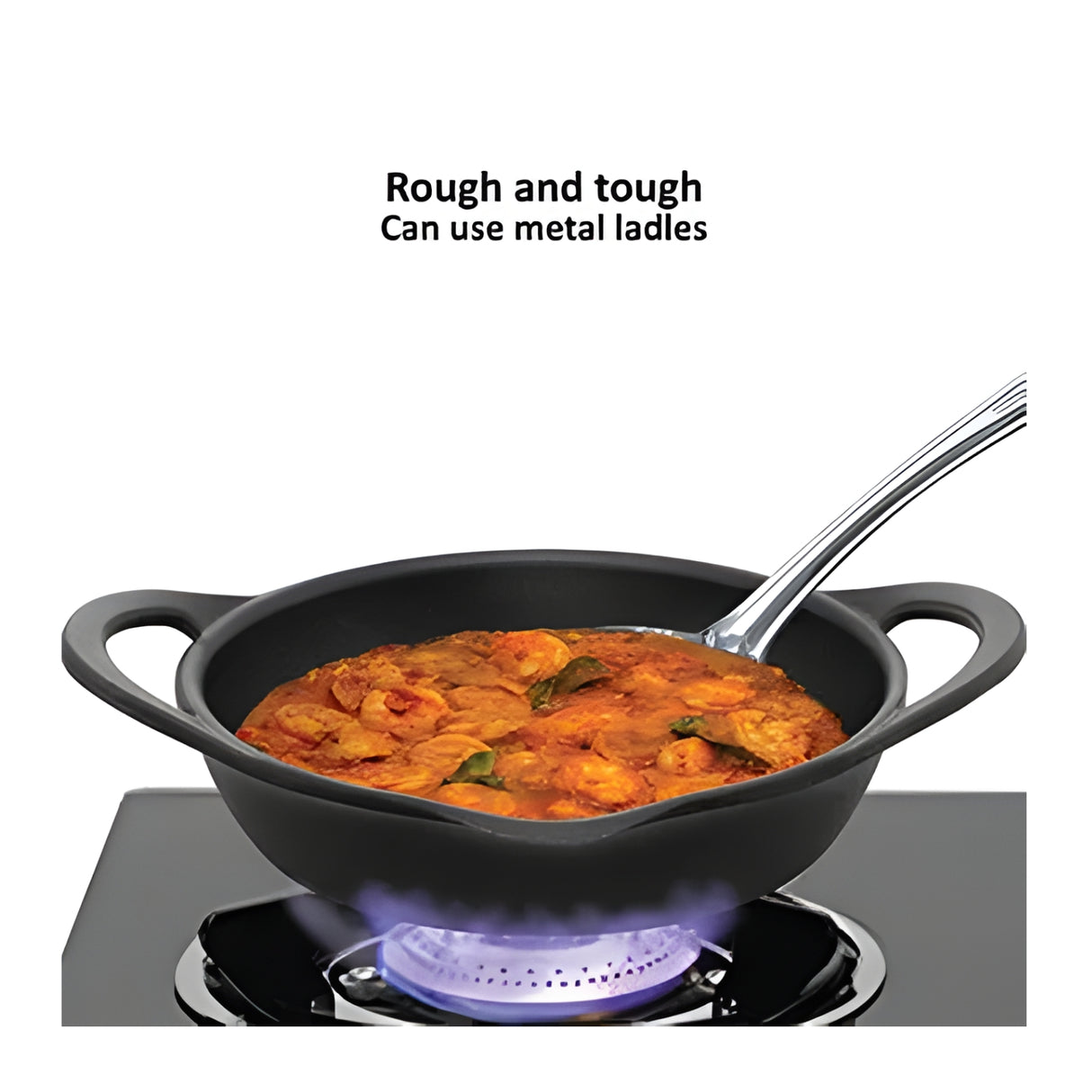 Hawkins Futura Cast Iron Frying Pan with Glass Lid (CIF24G) 24 cm \ 1.8 L - Black_5