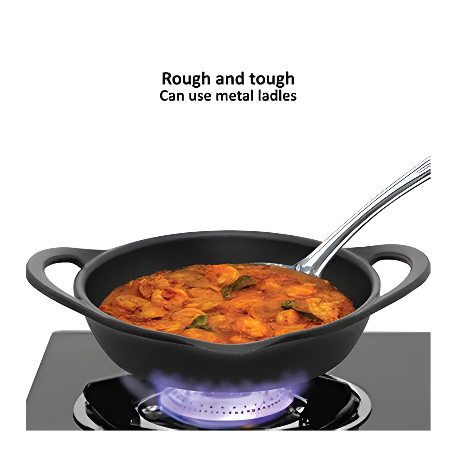 Hawkins Futura Cast Iron Frying Pan with Glass Lid (CIF24G) 24 cm \ 1.8 L - Black_5
