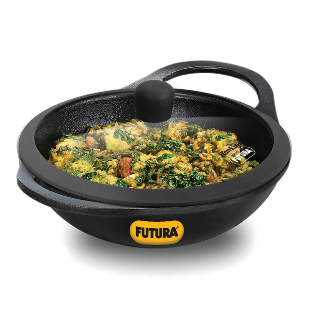 Hawkins Futura Cast Iron Kadai with Glass Lid (CIK20G) 24 cm \ 2 L - Black_1