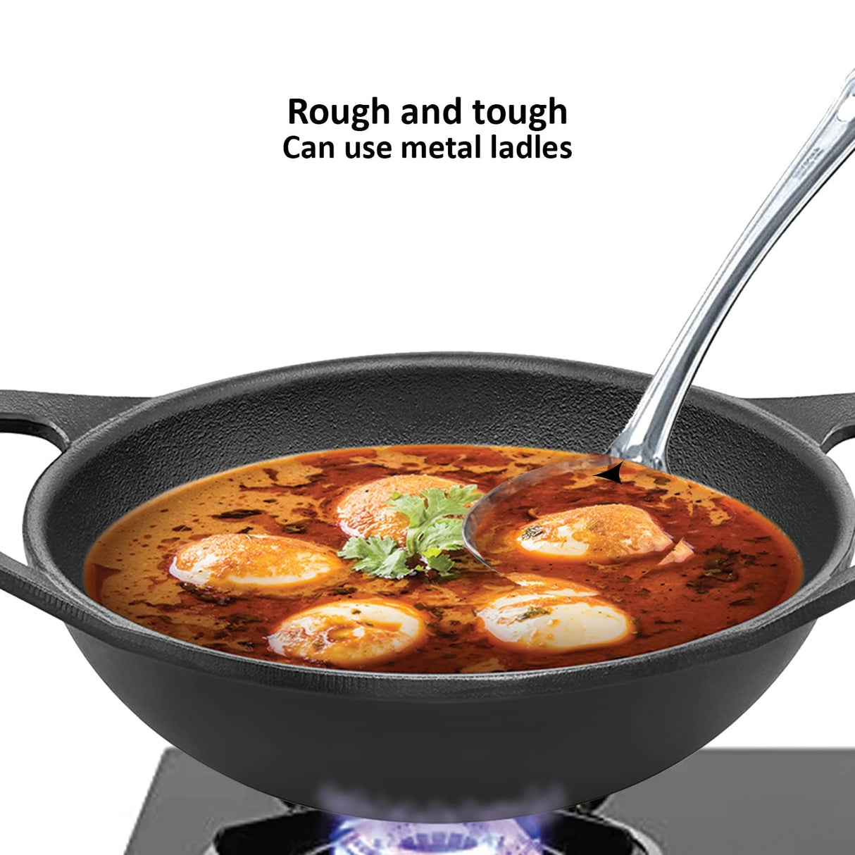 Hawkins Futura Cast Iron Kadai with Glass Lid (CIK20G) 24 cm \ 2 L - Black_4