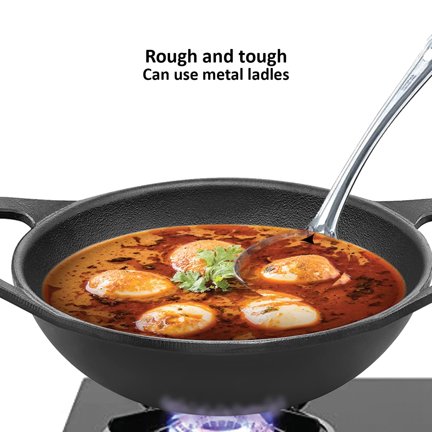 Hawkins Futura Cast Iron Kadai with Glass Lid (CIK20G) 24 cm \ 2 L - Black_4