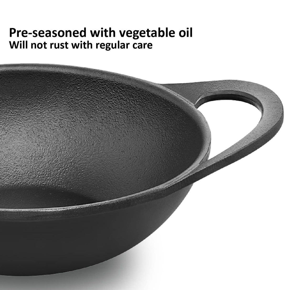 Hawkins Futura Cast Iron Kadai with Glass Lid (CIK20G) 24 cm \ 2 L - Black_5