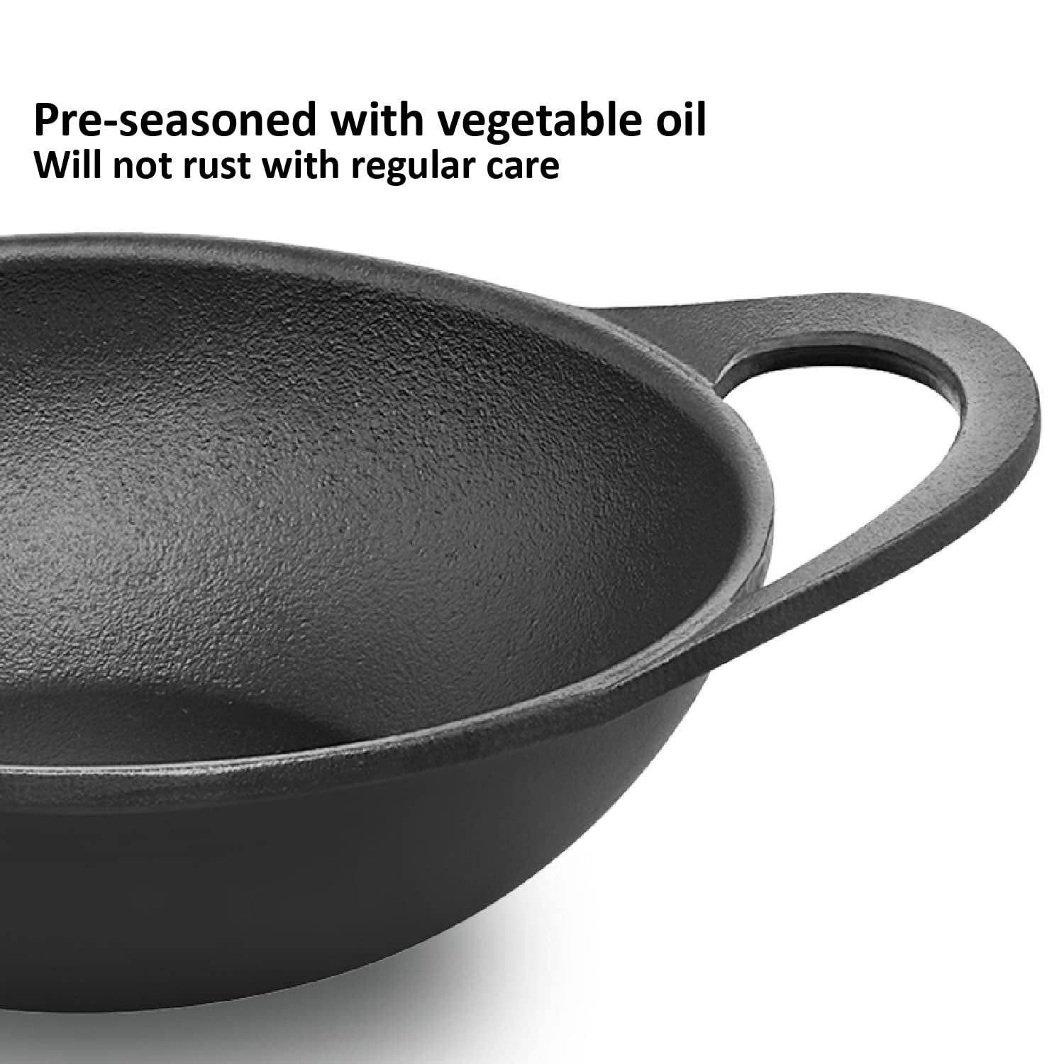 Hawkins Futura Cast Iron Kadai with Glass Lid (CIK20G) 24 cm \ 2 L - Black_5