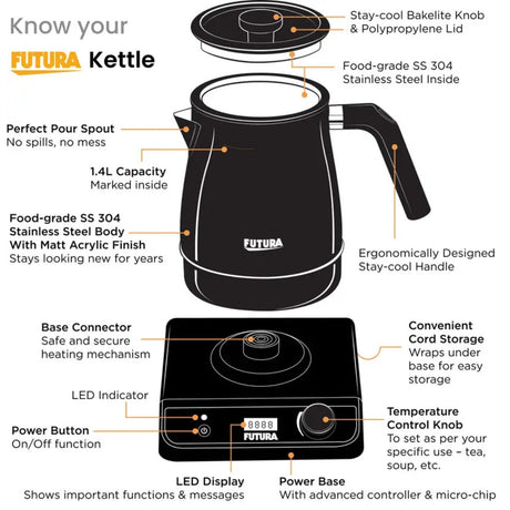 Hawkins Futura FKTA1 1200 W Smart Electronic Kettle 1.4 L – Black_2
