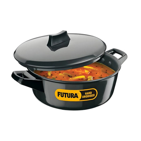 Hawkins Futura Hard Anodised Cook N Serve Bowl with Lid (IACB30) 3 L - Black_1