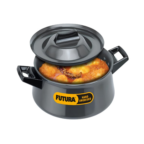Hawkins Futura Hard Anodised Cookware with Lid (AH3S) 3 L - Black_Front View