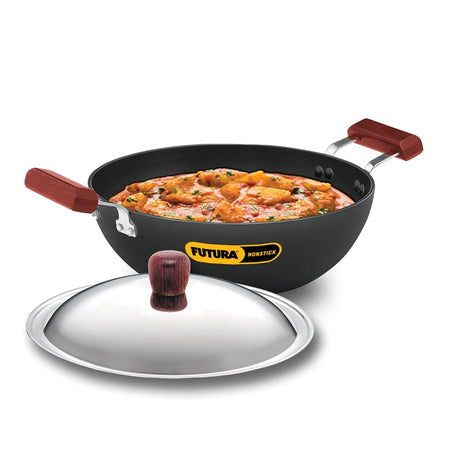 Hawkins Futura Hard Anodised Deep Kadai with SS Lid (INK35S) 3.5 L - Black_1