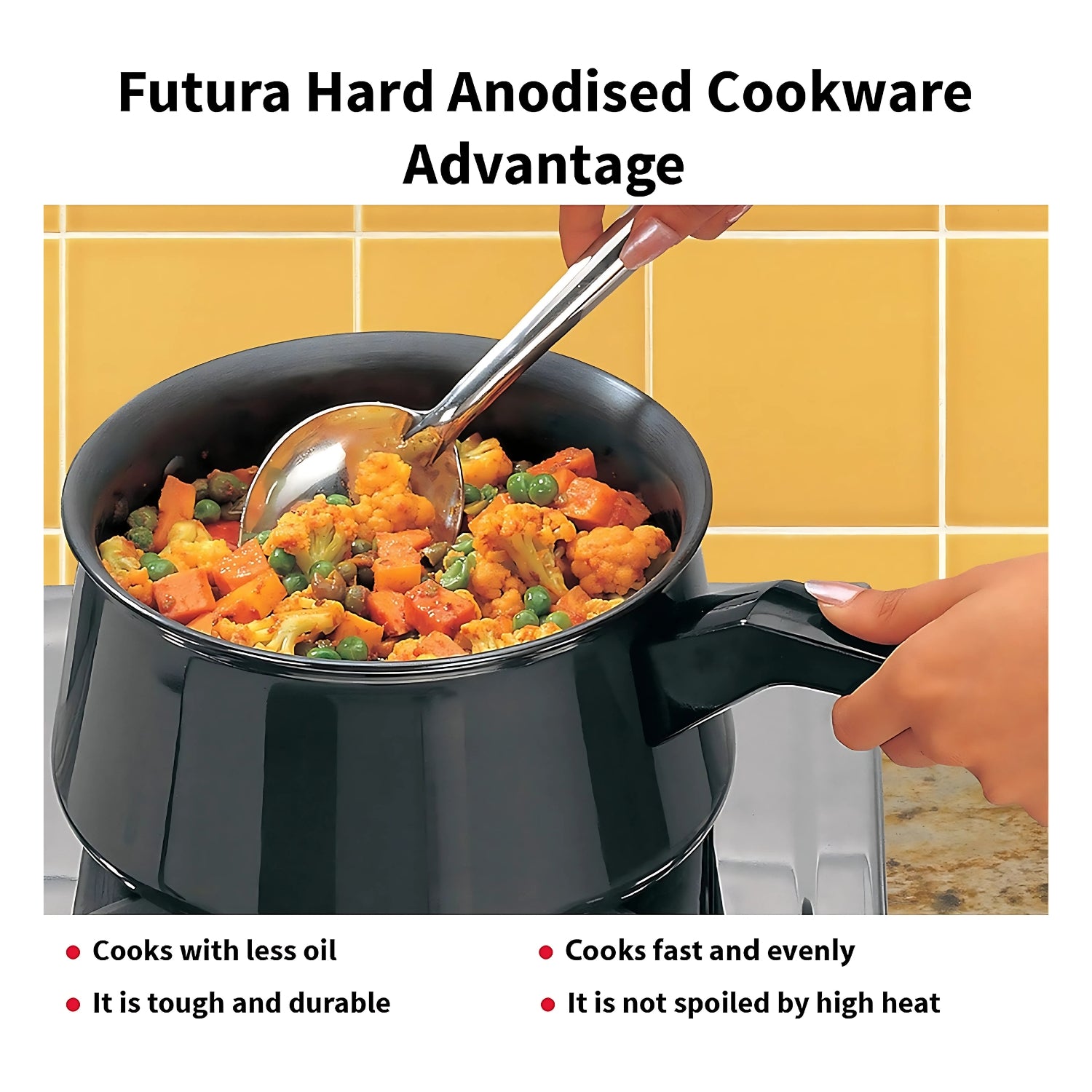 Hawkins Futura Hard Anodised Handi Sauce Pan with Lid (AH20) 2 L - Black_4
