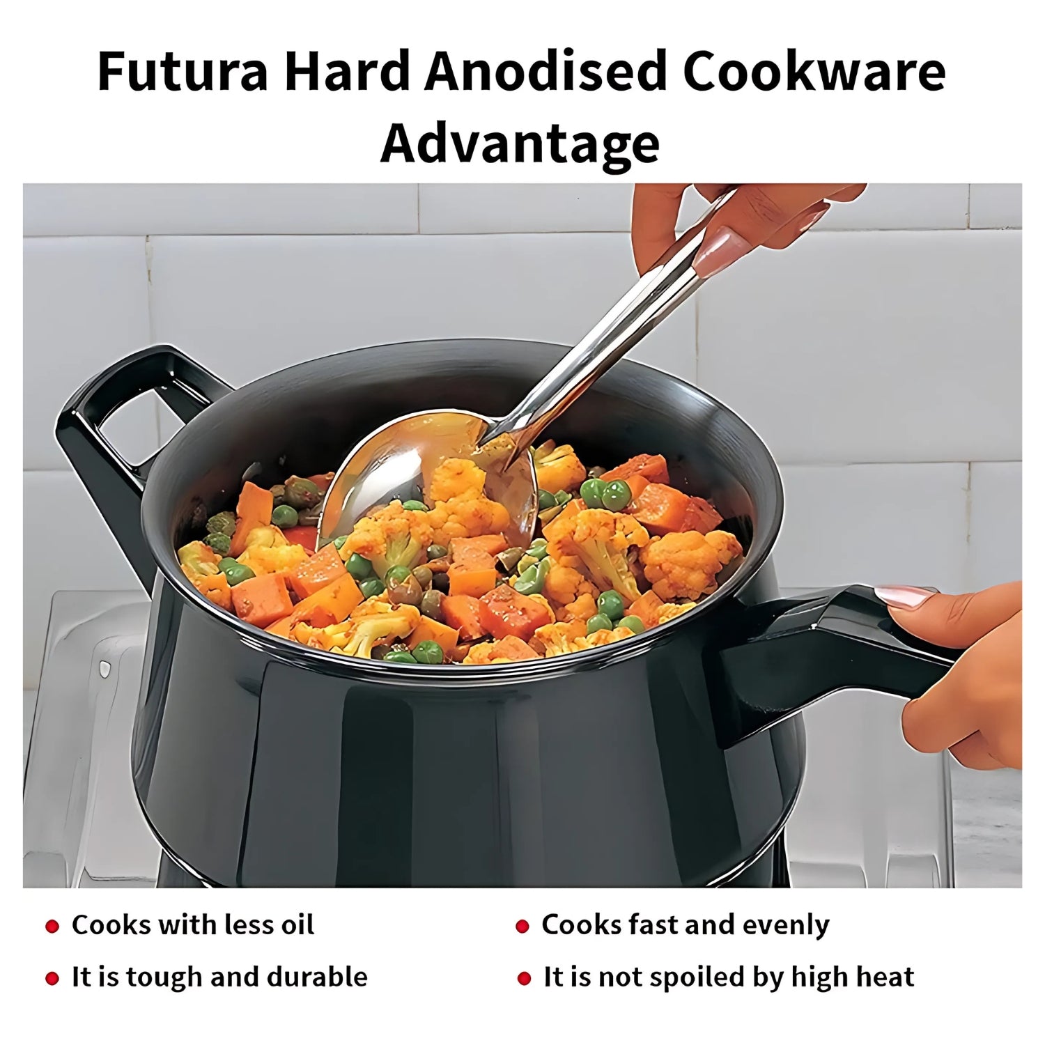 Hawkins Futura Hard Anodised Handi Saucepan with Hard Anodised Lid (AH3L) 3 L - Black_4