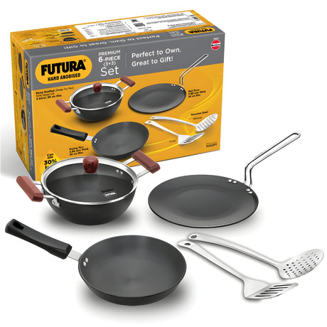 Hawkins Futura Hard Anodised Induction Cookware (HAGP1) Gift Set 6 Piece - Black_1