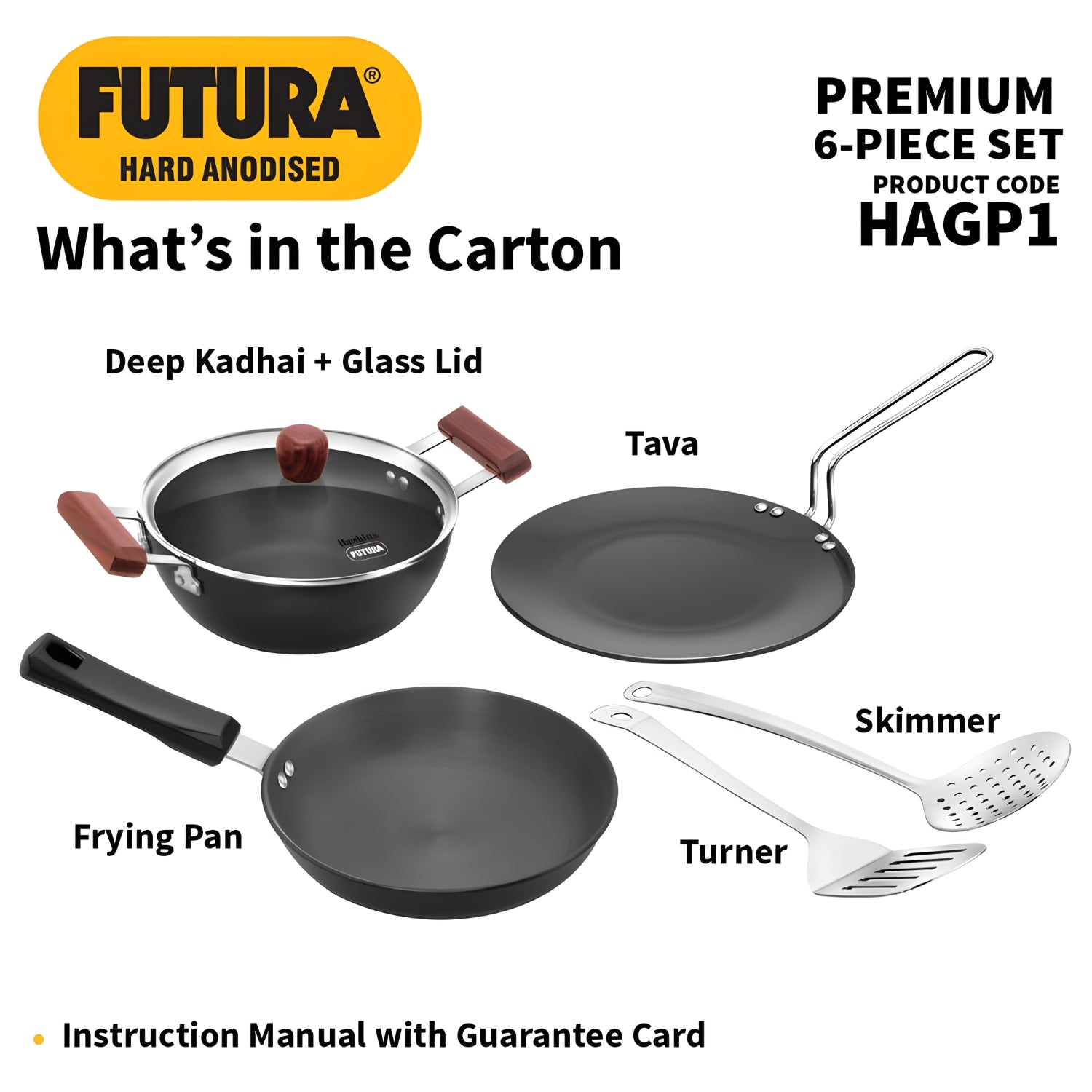 Hawkins Futura Hard Anodised Induction Cookware (HAGP1) Gift Set 6 Piece - Black_11