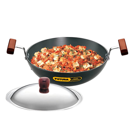 Hawkins Futura Hard Anodised Kadai Fry Pan with SS Lid (AK15S) 1.5 L - Black_1