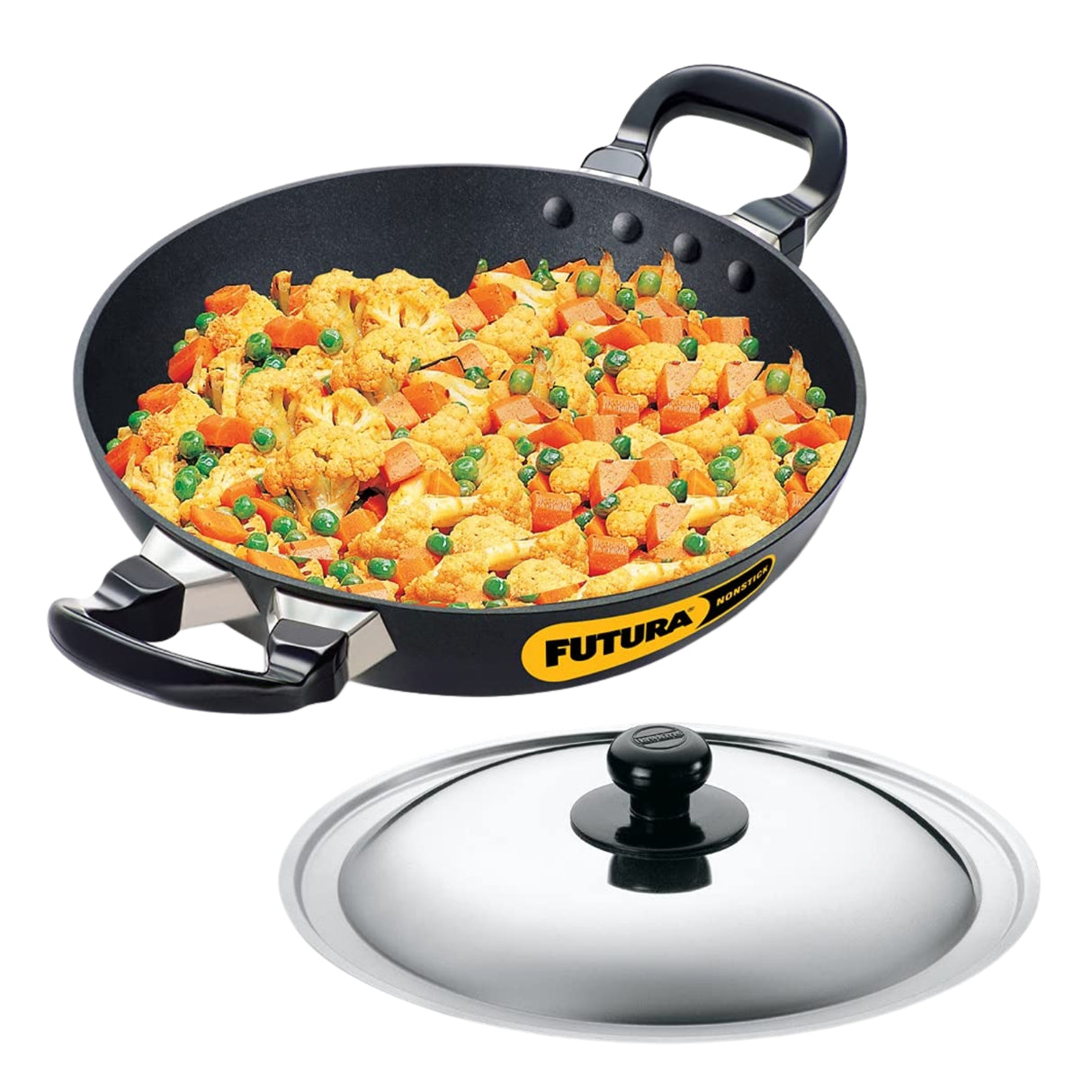 Hawkins Futura Hard Anodised Kadai with SS Lid (NK15S) 1.5 L - Black_1